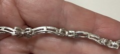 Vintage LD 925 Sterling Silver Crystal Floral Link Necklace 18” Bridal Wedding