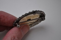 Vintage Jerusalem Silver 935 Brooch with Mother of Pearl