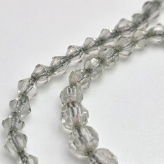 Vintage Clear Faceted Crystal Graduated Rondelle Necklace Silver Tone 18 In