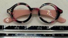 Round Pink & Black Camo W Lt Pink Arms Eye Glasses Dressy Or Casual Pin Brooch