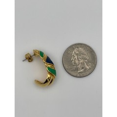 Avon Earrings Post Pierced Gold Tone Blue Green Oval One Size Fits All