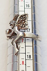 RING Vtg FAIRY ANGEL 925 Sterling Silver w Crystal Ball Size 7 US 3.6 gram