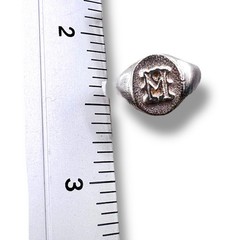 Initial Letter M Signet 925 Sterling Silver Child Woman Pinky Ring Size 3.25