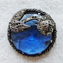 Rare Vintage Tomeco Slovaquie Flower Silver Marcasite Blue Stone Brooch Pin