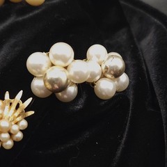 VINTAGE BEADED CLIP ON EARRINGS LOT ONE SIGNED WEST GERMANY