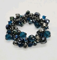 Crystal Stretch Bracelet Multicolored Colorful Blue Black Cha Cha OSFM
