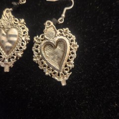 Vintage Heart Pendant / Pin Earring Lot Mixed Materials And Styles