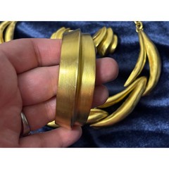 Vintage Matte Gold Abstract Stem Choker Necklace Bracelet Earrings Set 90’s
