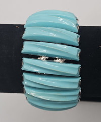 Vintage Sky-Blue Accordion Style Bracelet Lucite Panels