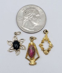 Vintage Pendant Charm Lot 9pc Gold Filled Plated Art Nouveau Victorian Monogram