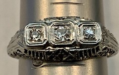 Vintage 14k Solid White Gold Diamond Ring Diamonds Antique Estate