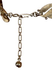 Crown Trifari Gold Trifanium Leaf Panel Link Collar Choker Brushed Polished Tone