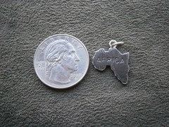 Africa Chunky Vintage Sterling Silver Travel Bracelet Charm Pendant 2.3g
