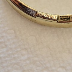 Vtg AJC Signed 80’s Faux Pearl Rhinestone Gold tone Ring Statement Brooch Pin