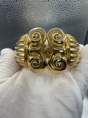 Vintage 80’s Hinged Clamper Gold-Tone Iconic Column Clamp Bracelet. Rare Find!