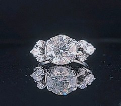 Vintage 14k White Gold Engagement Ring 2.82CT. Natural Round Diamond Circa 1950s