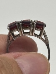 Vintage Art Deco Joseph E DeMarco 925 Garnet Cluster Ring 8 3/4
