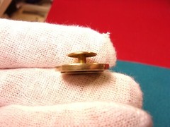 FANCY VTG ANTIQUE ROSE GOLD FILLED “D” COLLAR STUD BUTTON WITH “DWB”? MONOGRAM
