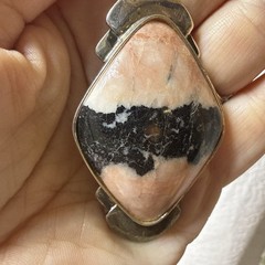 Jay King Pendant Black Pink Stone Chunky Geometric Artsy 30g Sterling Silver