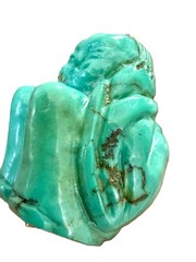 Vintage Semi Precious Turquoise Carved Buddha Budai Charm Pendant Hear No Evil