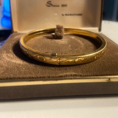 VTG Marathon 12k Gold Filled Floral Bangle Bracelet Princess Mara Box Paperwork