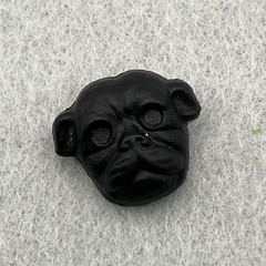 Victorian English Pin Black Glass Pug Dog Mourning Pin Brooch Antique