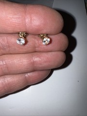 14K Yellow Gold Diamonique DQ Cubic Zirconia CZ Post Earrings 1.03 Gr