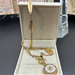 Vintage 12k Gold Filled Pocket Watch Fancy Link Chain FOB,Swivel Dog Clip, Czech