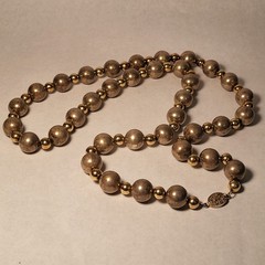 Vintage Chinese Export Silver & Gold Tone Ball Necklace signed Silver 141 g