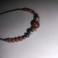 Vtg Southwest Silver Beads W Goldstone Fringe Design Necklace And Bracelet Set