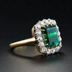 Art Deco 4.60 Ct Natural Emerald Antique Vintage Wedding Ring 14K Yellow Gold FN