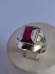 Old Vintage Soviet Union Silver 875 Ring USSR Red Stone Ruby Size US 7 (17 mm)