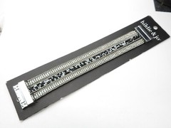 Hildie & Jo Black Clear Rhinestone Silver Tone Metal Magnetic Bracelet Vintage