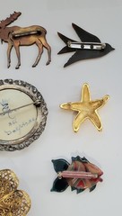 Vintage Brooch Lot Of 10 Varied Styles, Composition, Character & Age