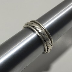 Vintage 925 Sterling Silver Spinner Rope Band Ring Size 7.75