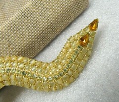 KENNETH J LANE KJL OPAQUE TOPAZ CRYSTAL Serpent Snake BROOCH BOOK PIECE 5″ Rare