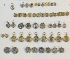 Vintage Waxing Poetic Sterling Silver Charms Initial Seal Insignia Letters