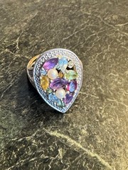 Ross-Simons Multi-Gemstone and Pearl Teardrop Ring with Matching Pendant Slide