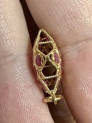 Vintage 18K Yellow Gold Mughal Ruby Star Charm Pendant 750 Indian Double Sided