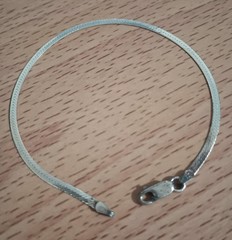 Vtg 925 Italian Italy Sterling Silver 2.5mm Herringbone Bracelet 8 1/4 inches