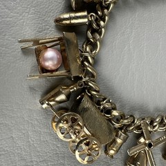 Vintage Charm Bracelet Windmill Well Cart Gold Tone Dutch Theme 7.5″