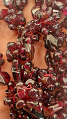 Vintage Garnet Beaded Necklace Burgundy Bohemian Cluster 27″ 77GR Estate