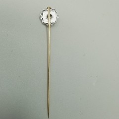 Vintage Carved Onyx and Diamond Stick Pin Platinum and 14k Gold Metal Art Deco