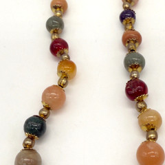 Vintage Beggars Beads Necklace Multicolor Stones Barrel Clasp 18 Inches