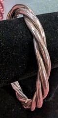 Heavy 43g Vintage Mexico Sterling Silver 3-Strand Twisted Rope Bangle 925 2.5″