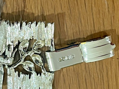 LISNER 7″ Silver Tone SEGMENTED Link BRACELET Brushed & Polished Leaf Vine BARK