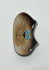 Vintage Nanci Copper Enameled Cat Face Brooch Pin Blue Eyes Artisan Made Signed