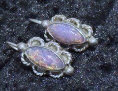 Sterling Silver 925 Mexico Foil Fire Opal Earrings Marquise Dangle MRC Maker Mar