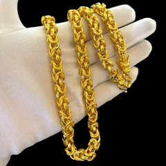 VTG Gold-tone Dragon Necklace Chain Brass Alloy marked 999, Width 9 mm, 24 in