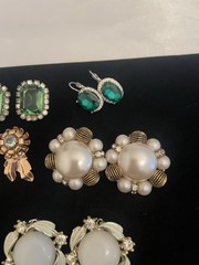VTG EARRING LOT CLIP PIERCED Lucite Glass Rhinestones 1Pair Sterling Back SEE#15